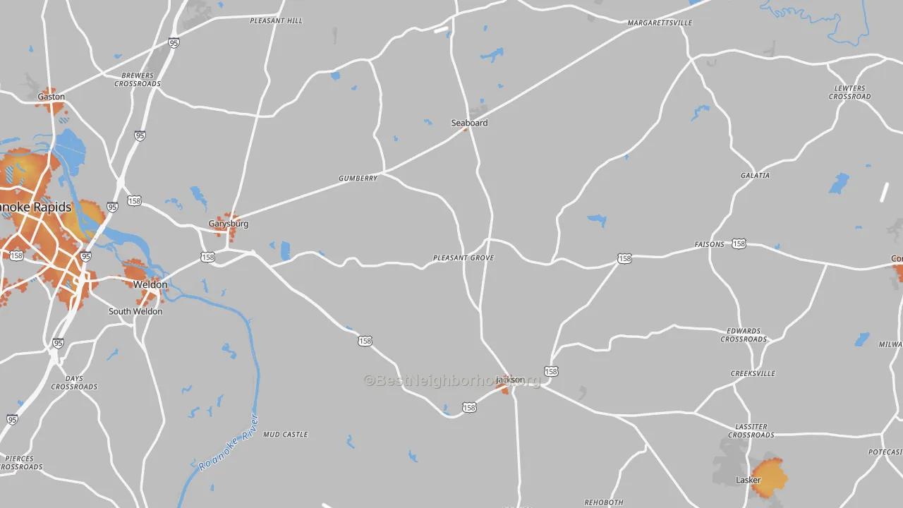 Bike Grade map of Northampton County, NC