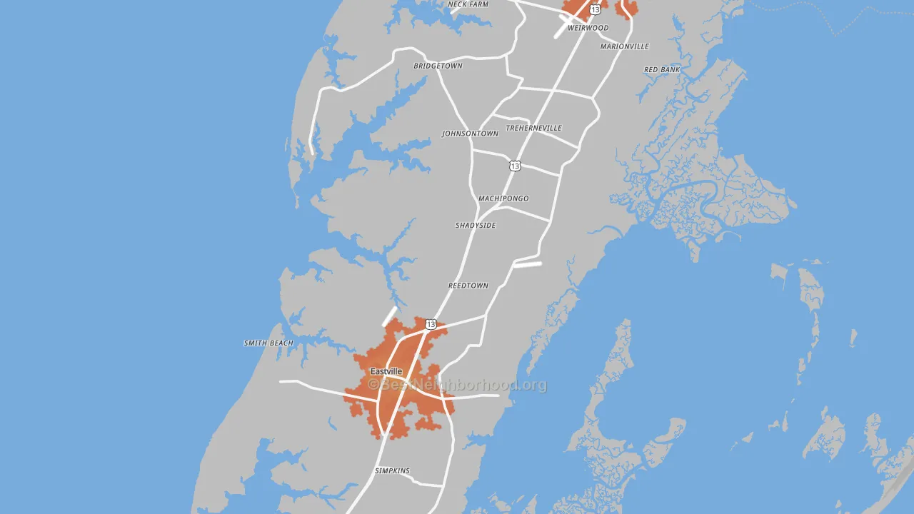 Bike Grade map of Northampton County, VA