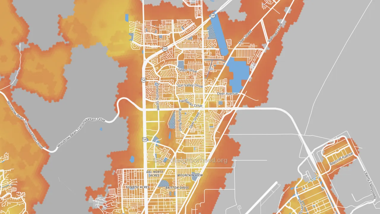 Bike Grade map of Northeast, El Paso, TX