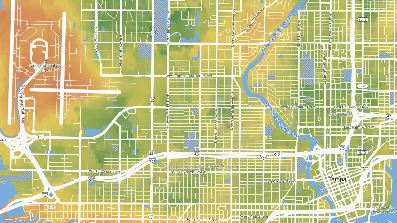 Bike Grade map of Northeast MacFarlane, Tampa, FL