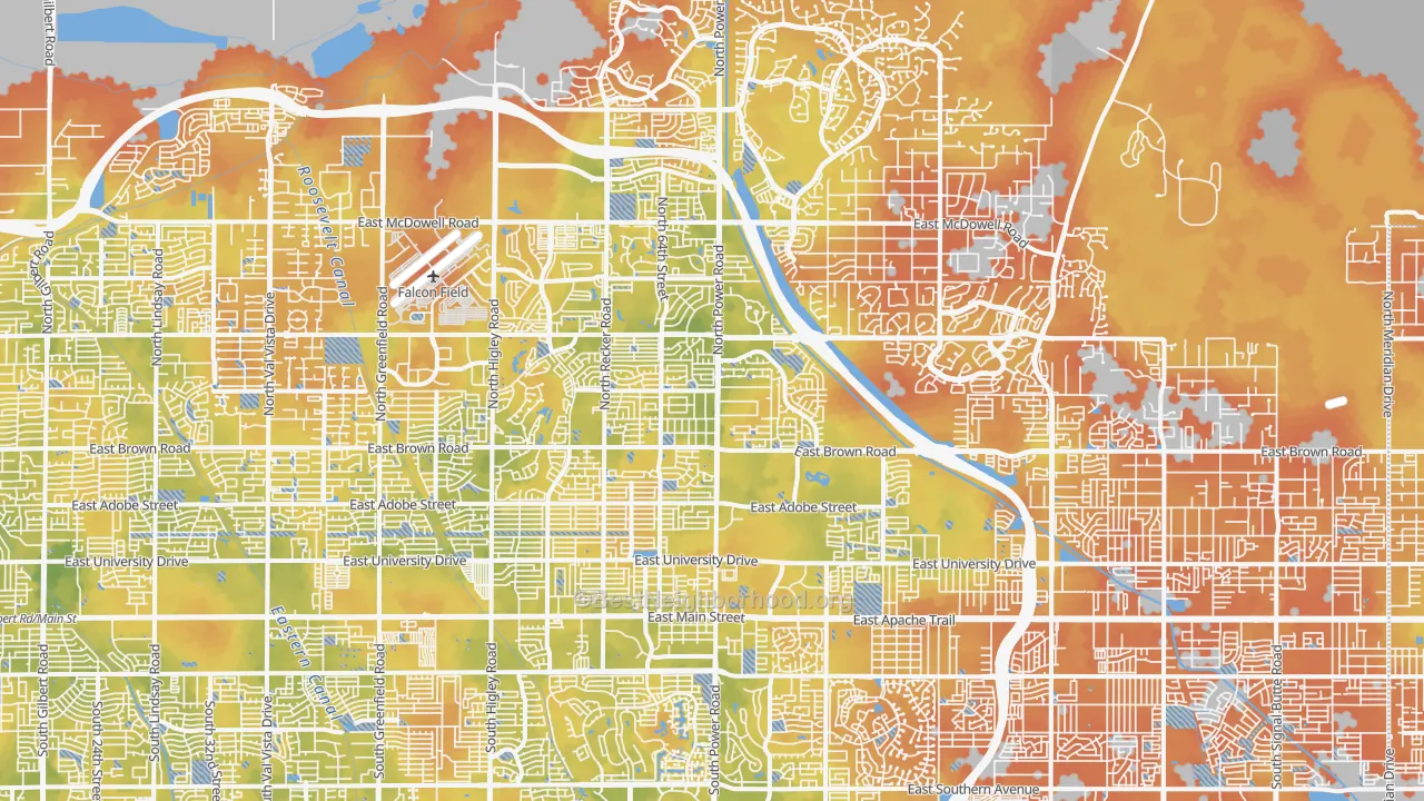 Bike Grade map of Northeast, Mesa, AZ