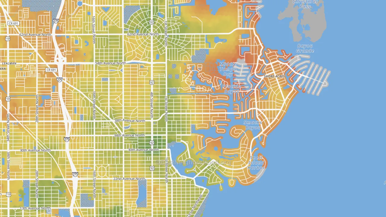 Bike Grade map of Northeast Park, St. Petersburg, FL
