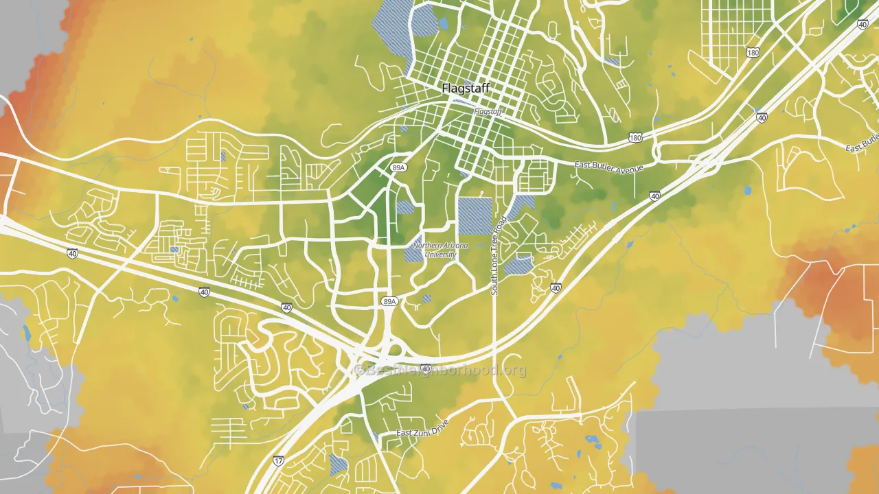 Bike Grade map of Northern Arizona University, Flagstaff, AZ