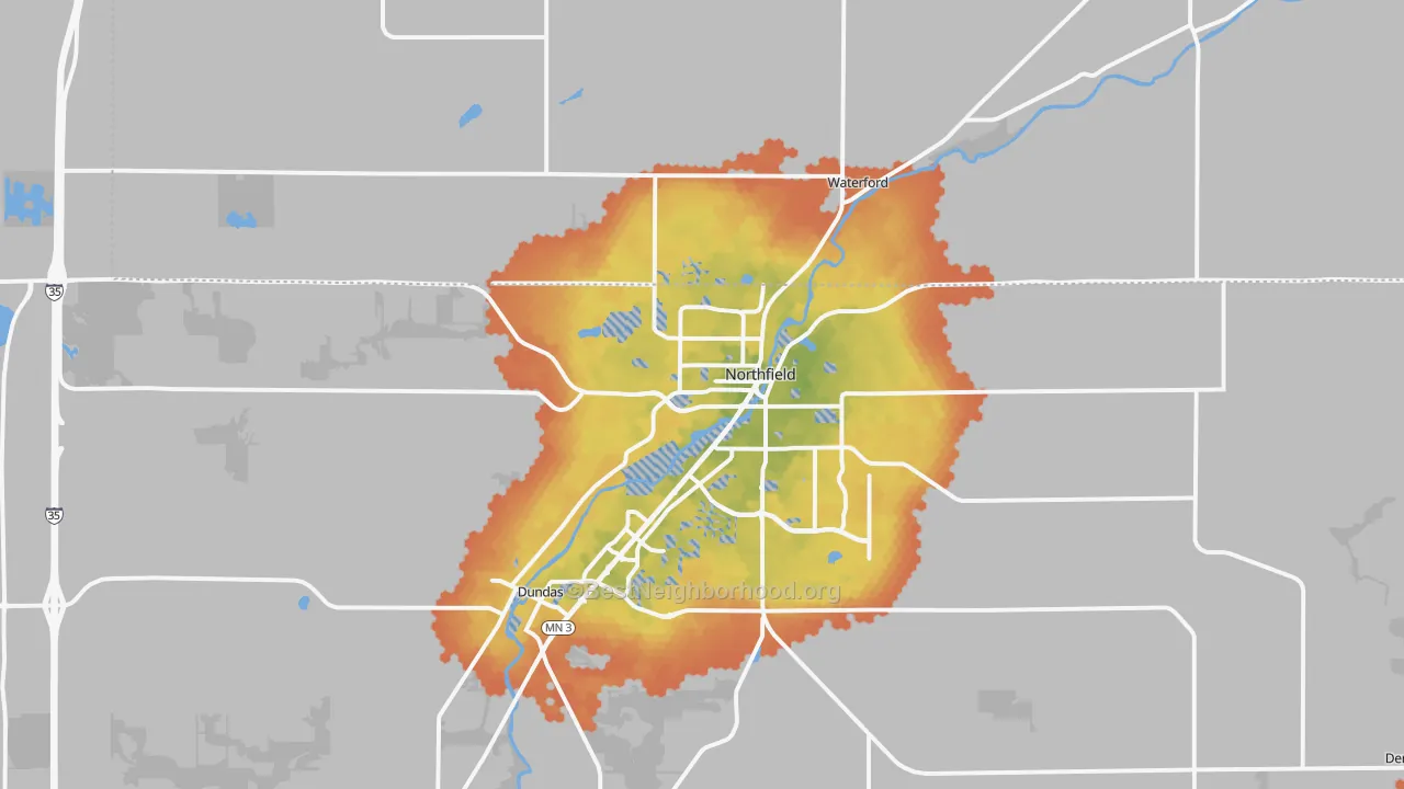 Bike Grade map of Northfield, MN
