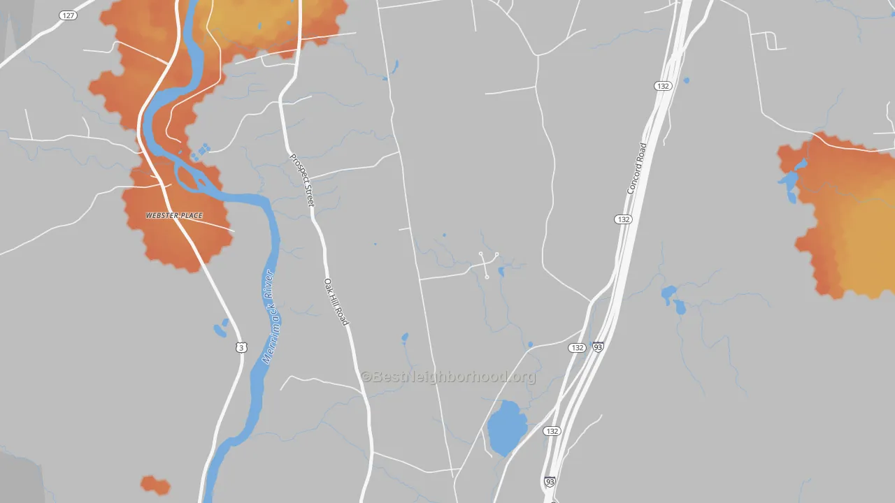 Bike Grade map of Northfield, NH