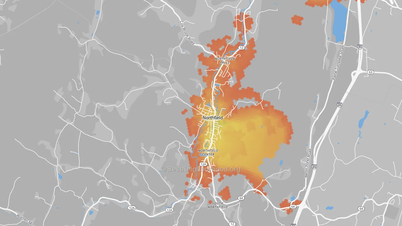 Bike Grade map of Northfield, VT