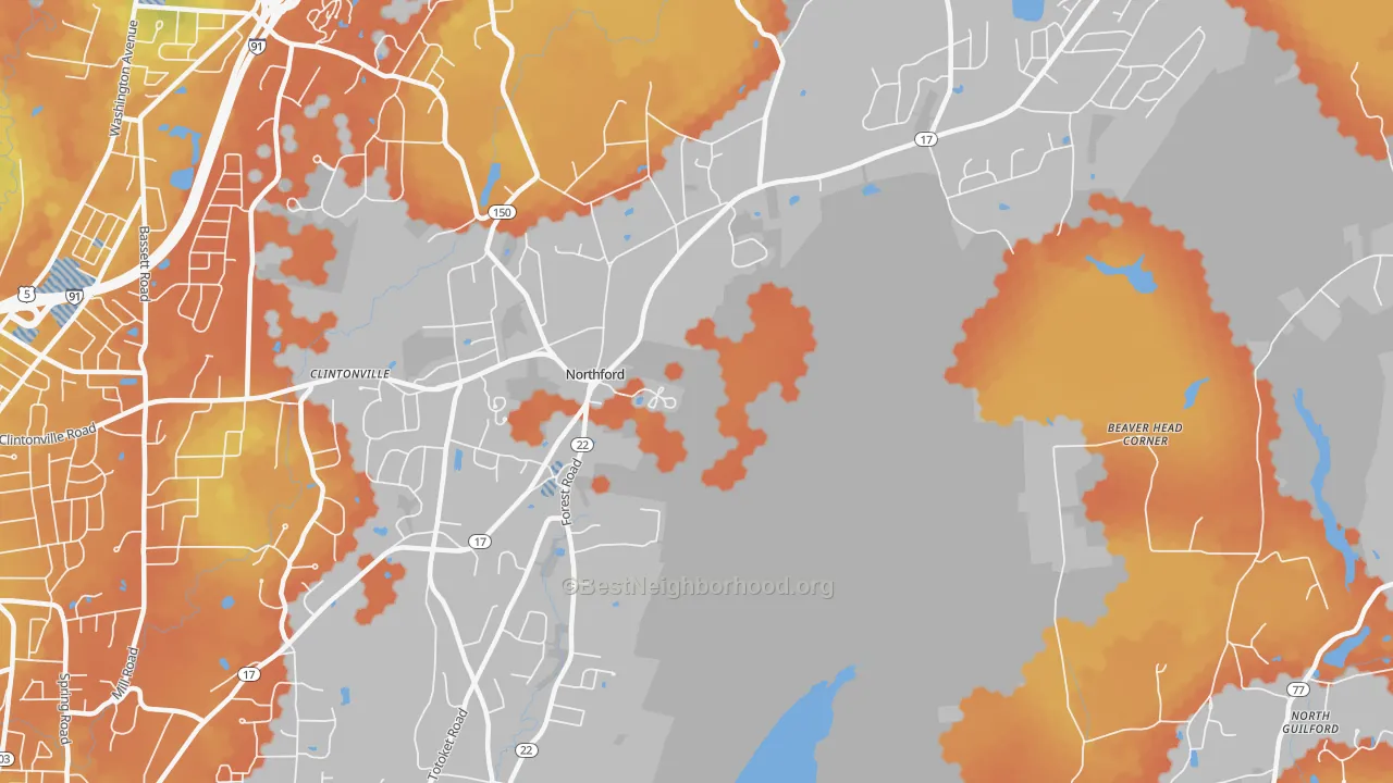 Bike Grade map of Northford, CT