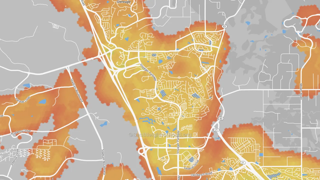 Bike Grade map of Northgate, Colorado Springs, CO