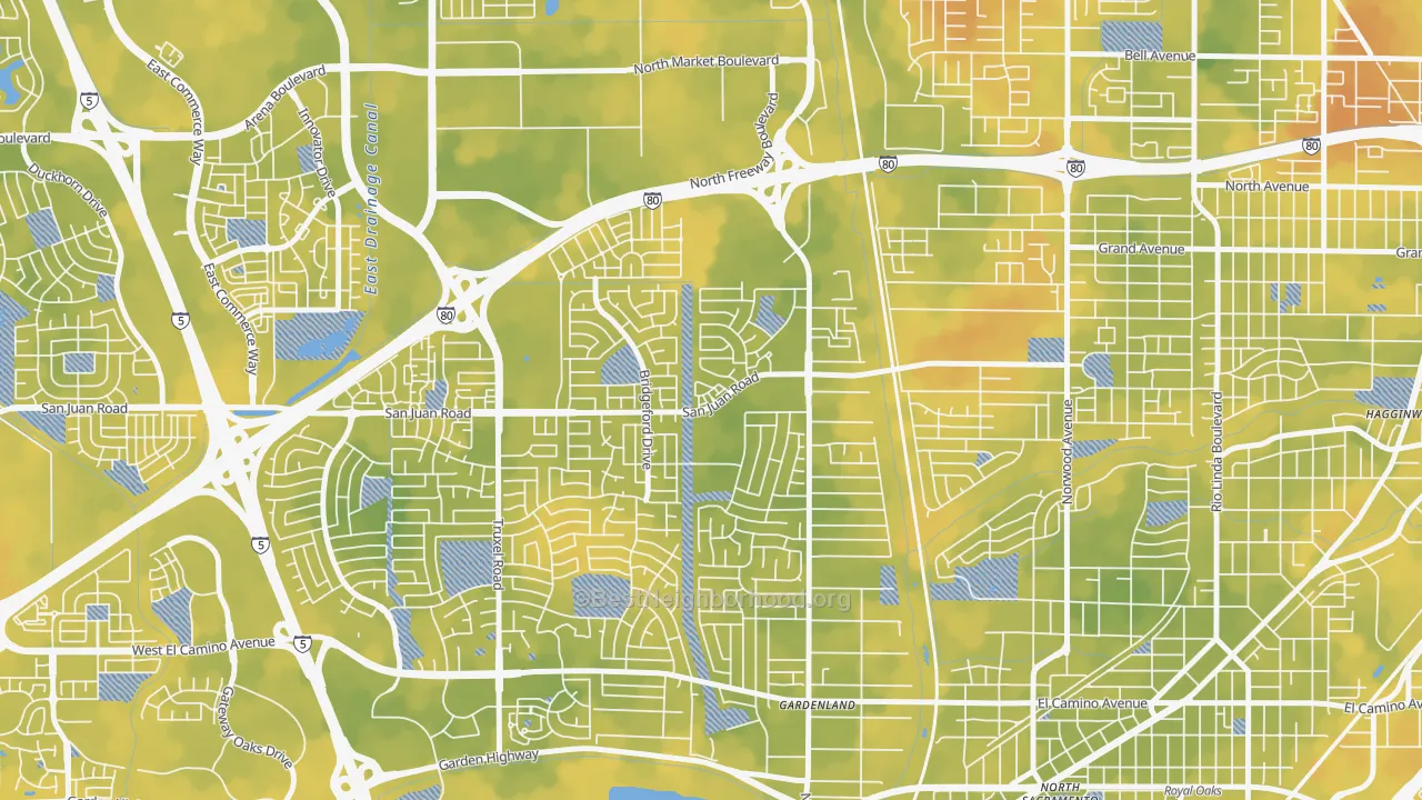 Bike Grade map of Northgate Sacramento, Sacramento, CA