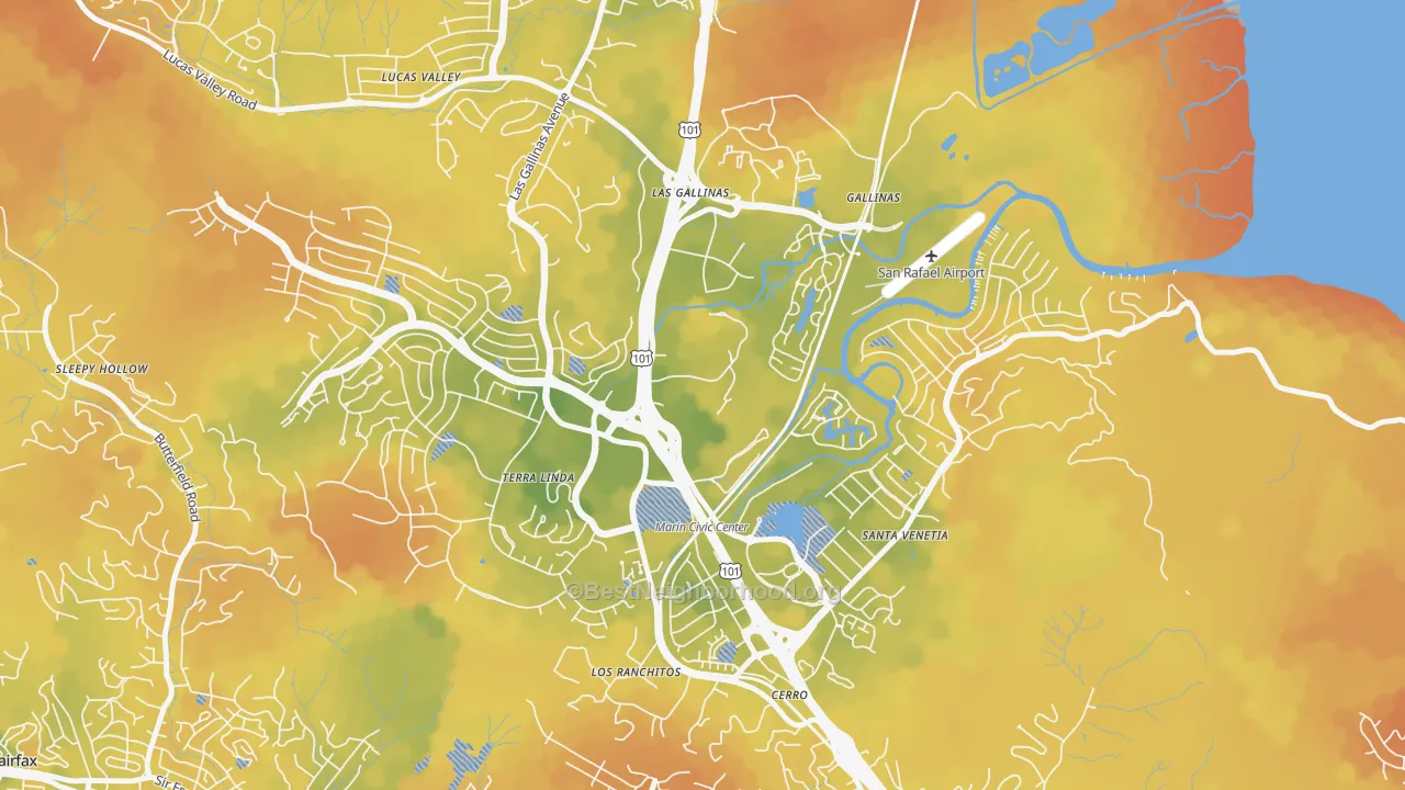 Bike Grade map of Northgate, San Rafael, CA