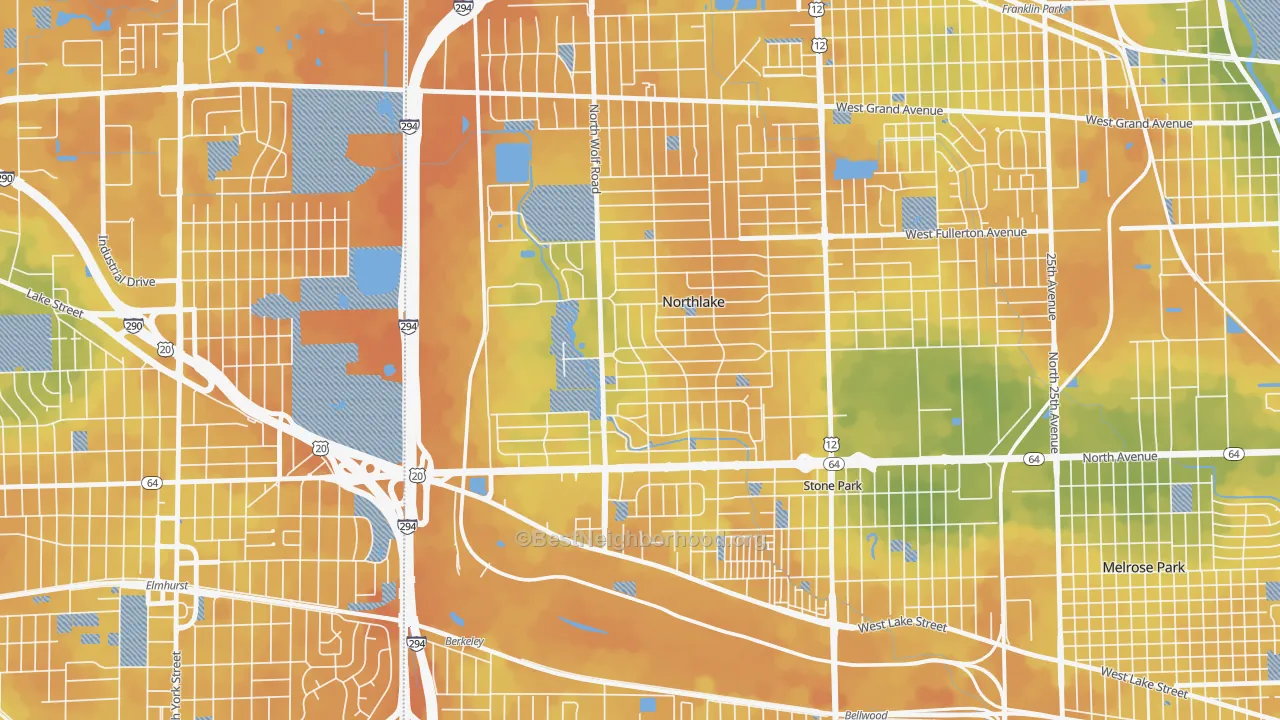 Bike Grade map of Northlake, IL