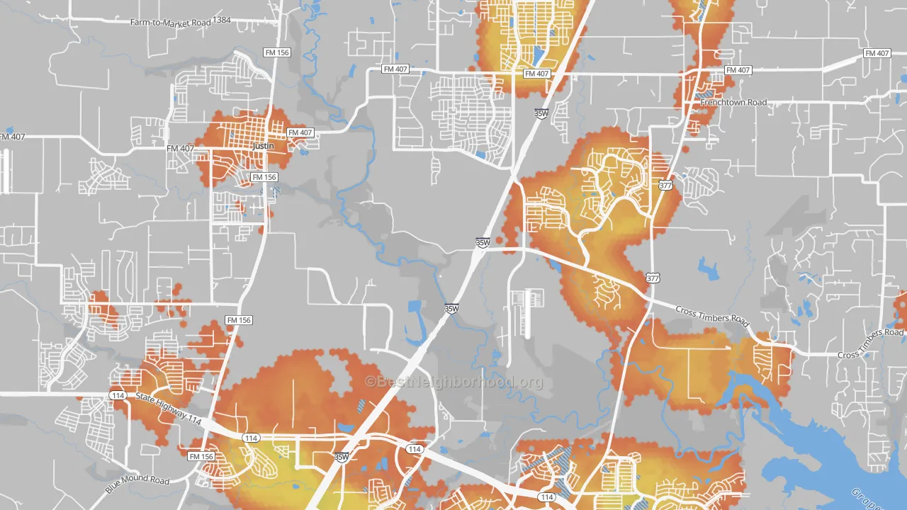 Bike Grade map of Northlake, TX