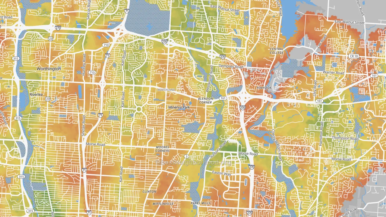 Bike Grade map of Northland, Columbus, OH