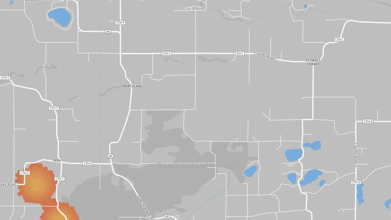 Bike Grade map of Northland, WI