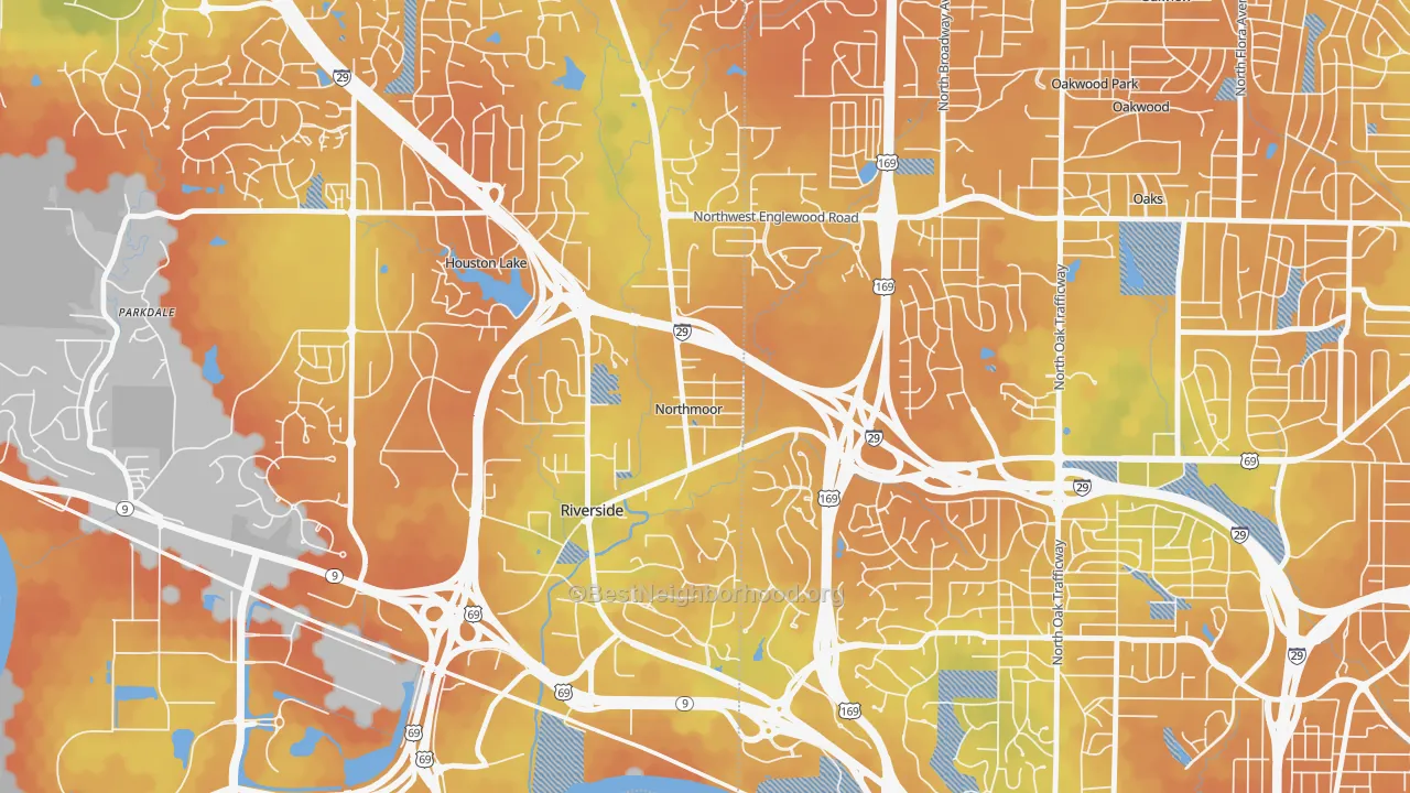 Bike Grade map of Northmoor, MO