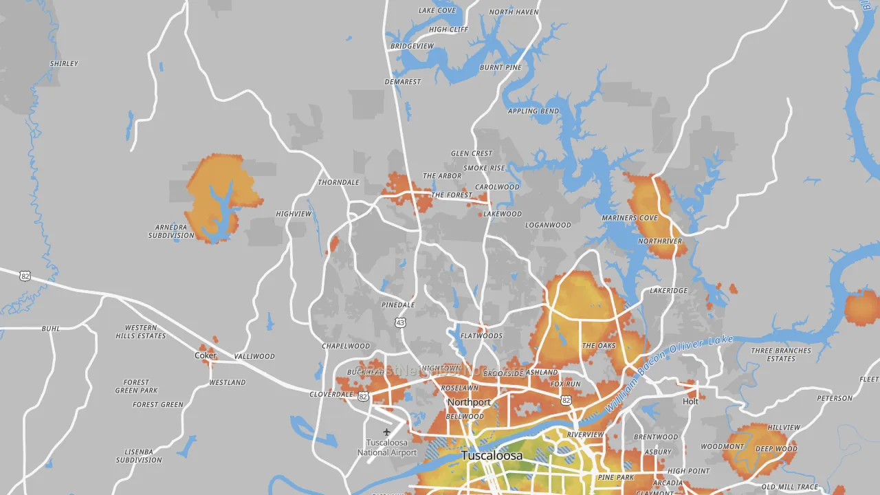Bike Grade map of Northport, AL