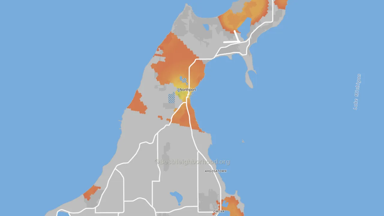 Bike Grade map of Northport, MI