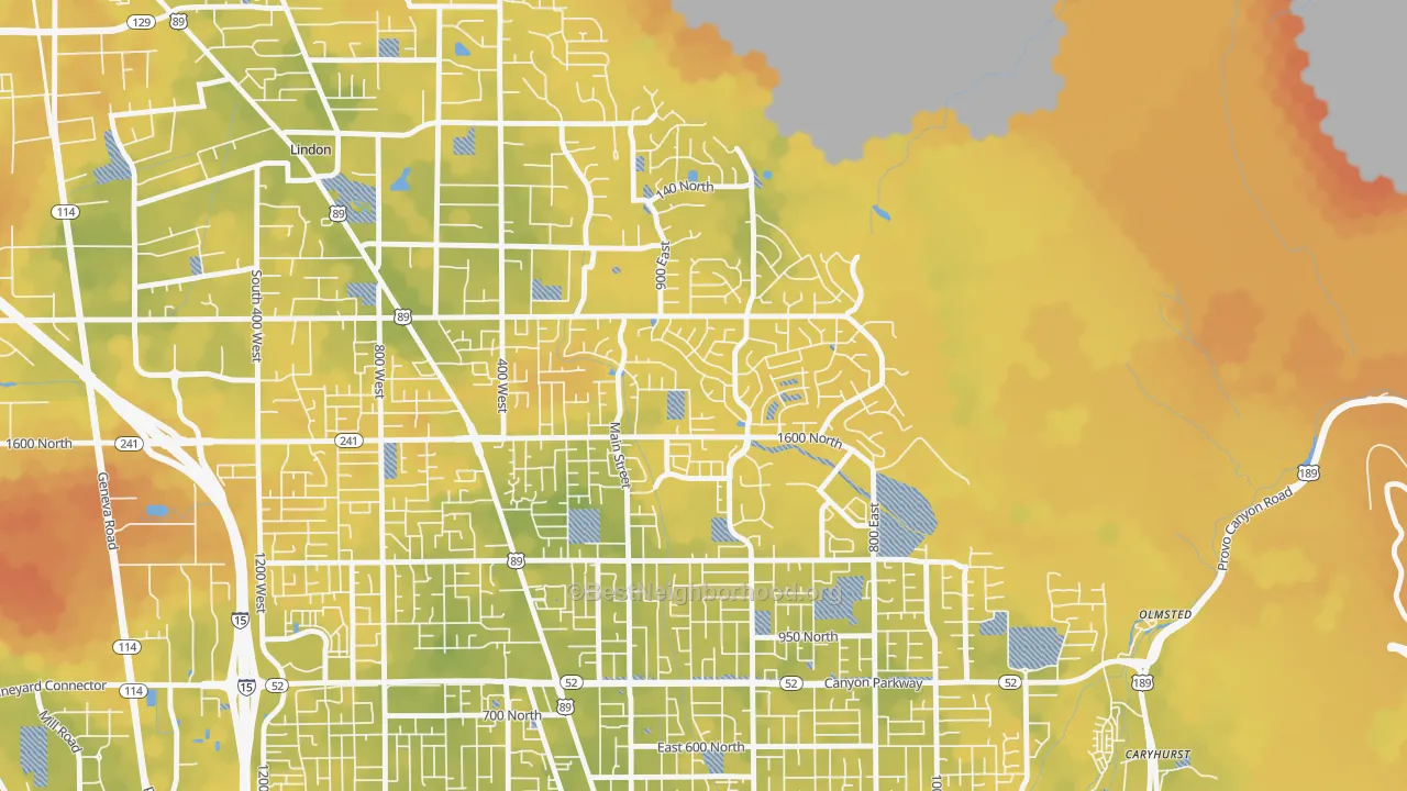 Bike Grade map of Northridge, Orem, UT