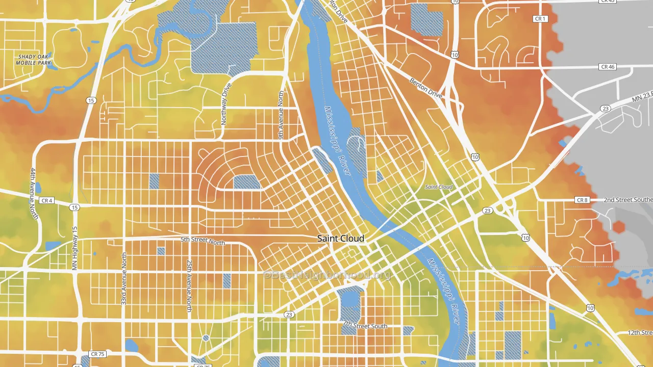 Bike Grade map of Northside Hester Park, St. Cloud, MN