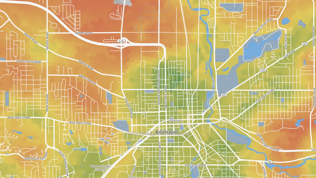 Bike Grade map of Northside, Kalamazoo, MI