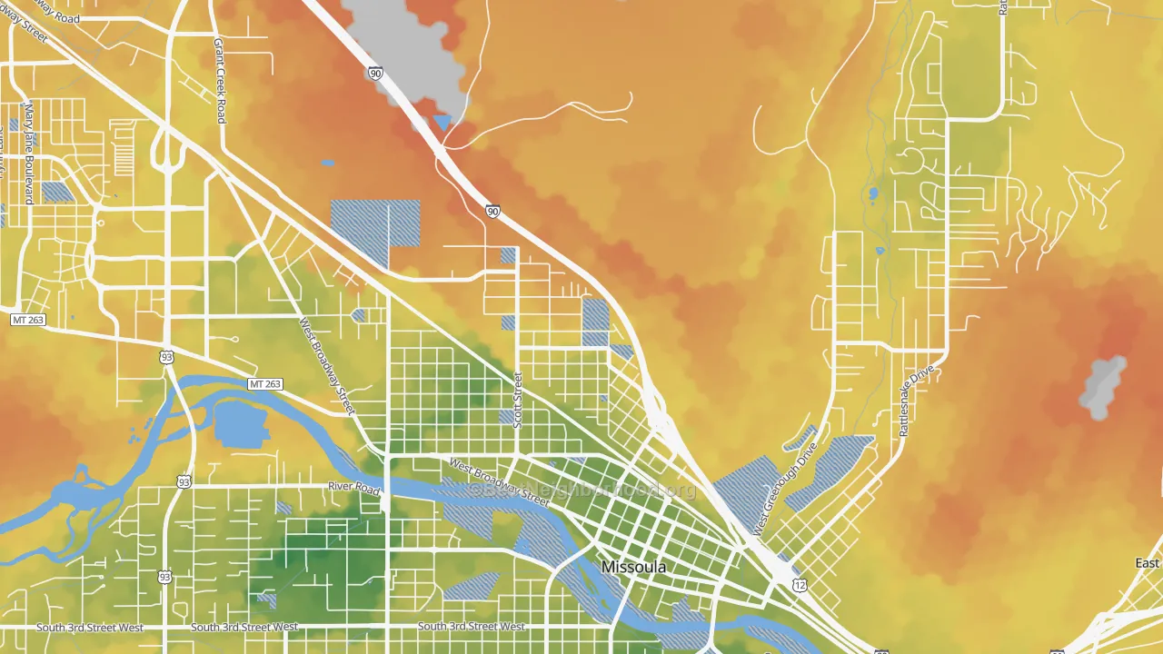 Bike Grade map of Northside, Missoula, MT