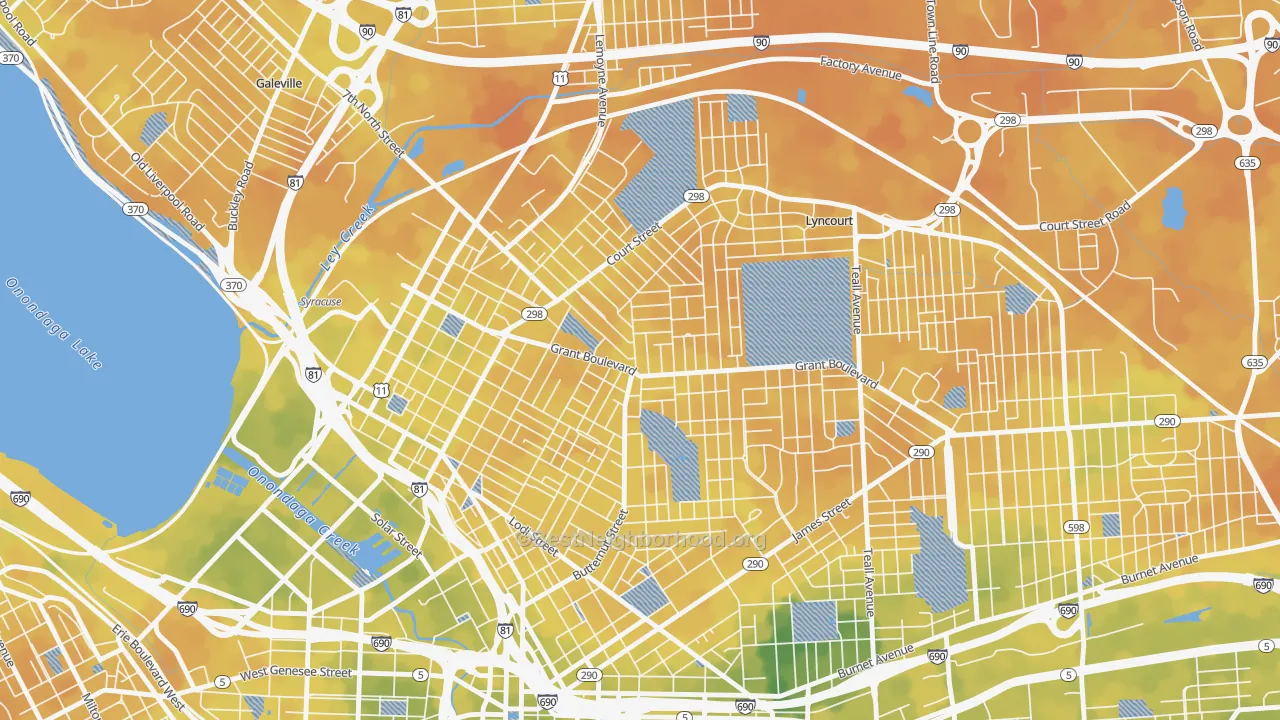Bike Grade map of Northside, Syracuse, NY