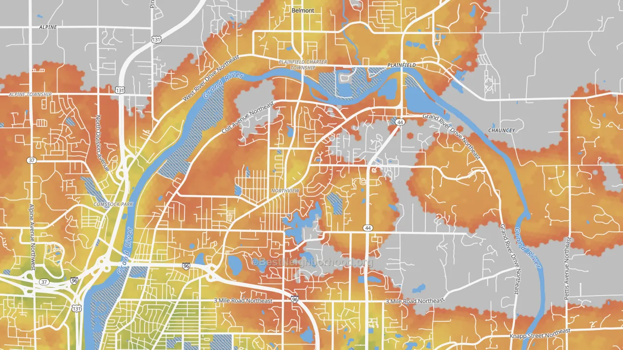 Bike Grade map of Northview, MI