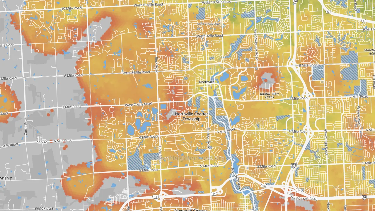 Bike Grade map of Northville, MI
