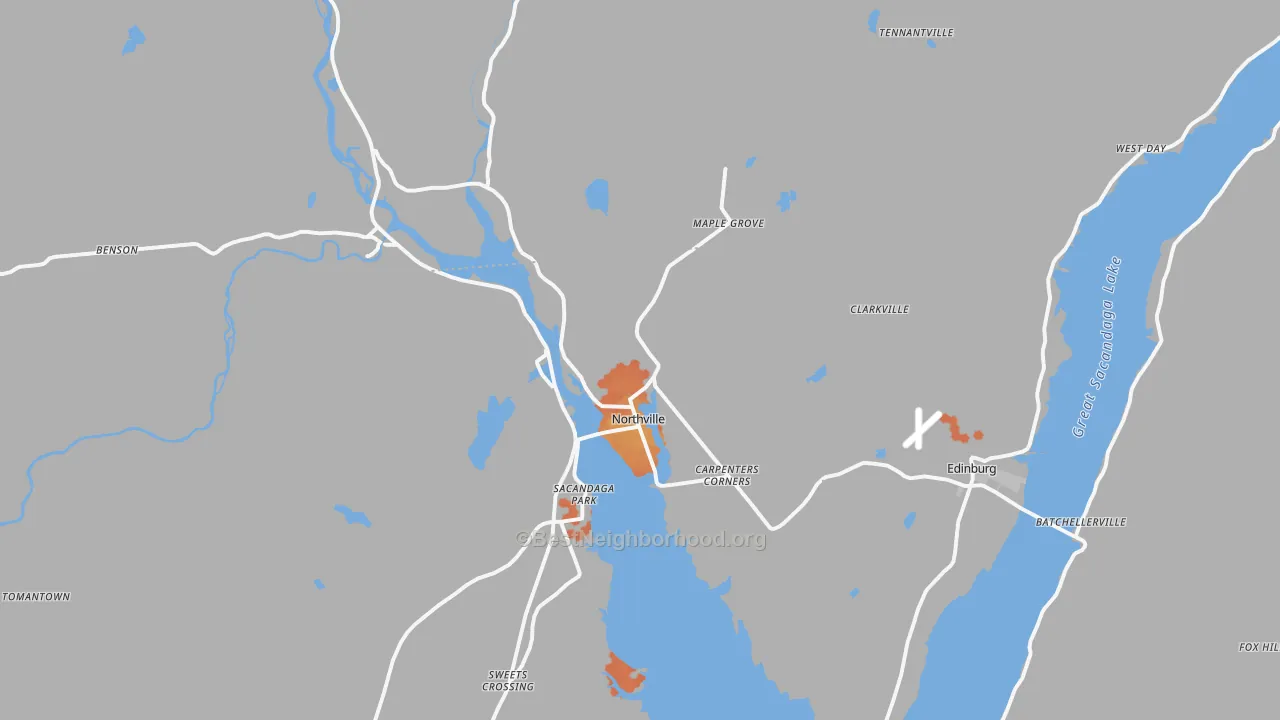 Bike Grade map of Northville, NY