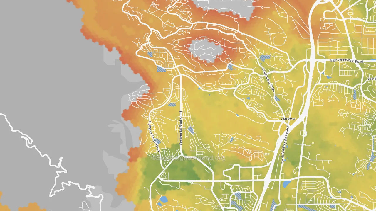 Bike Grade map of Northwest Colorado Springs, Colorado Springs, CO