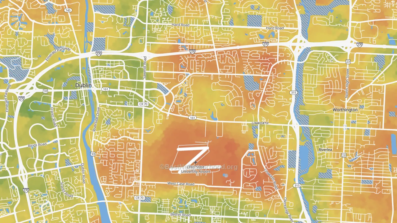 Bike Grade map of Northwest, Columbus, OH