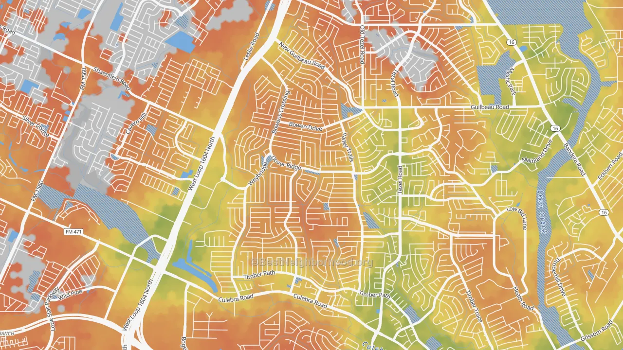 Bike Grade map of Northwest Crossing, San Antonio, TX