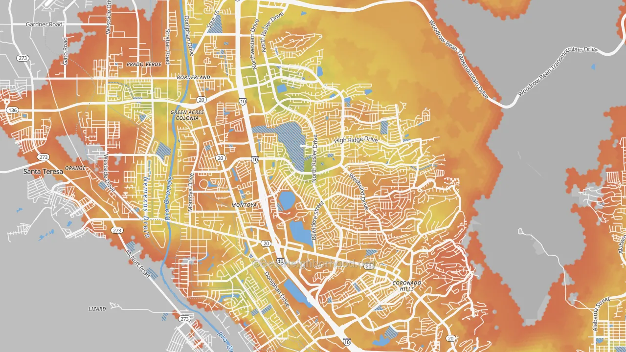 Bike Grade map of Northwest, El Paso, TX