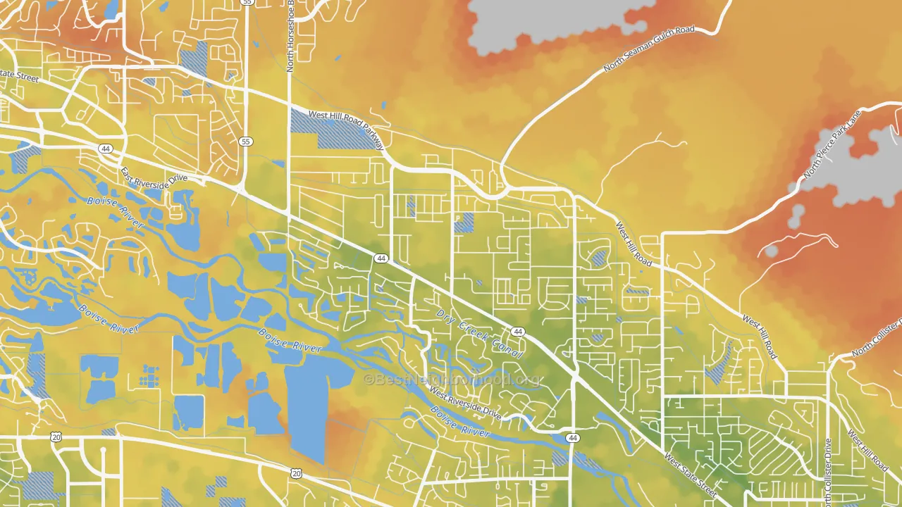Bike Grade map of Northwest, Garden City, ID