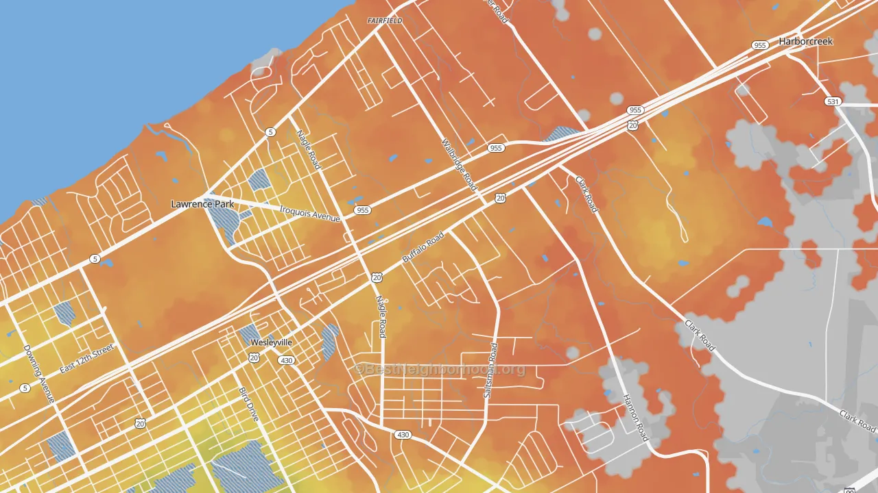 Bike Grade map of Northwest Harborcreek, PA