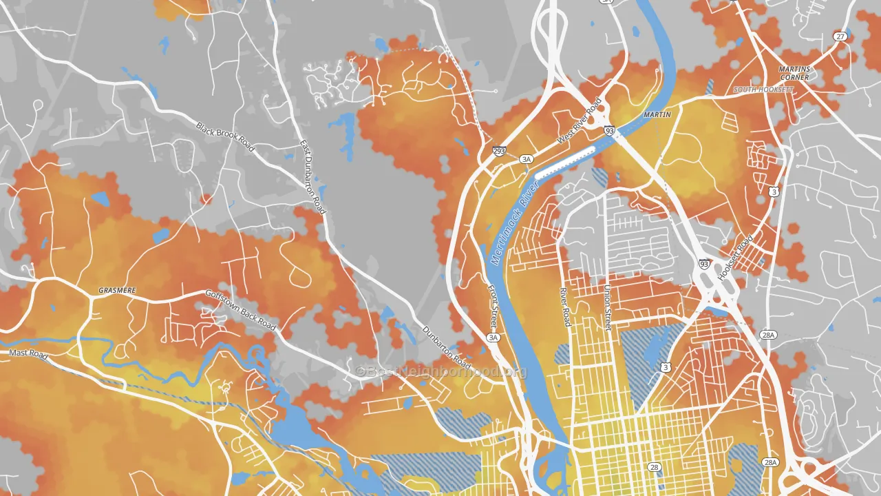 Bike Grade map of Northwest, Manchester, NH