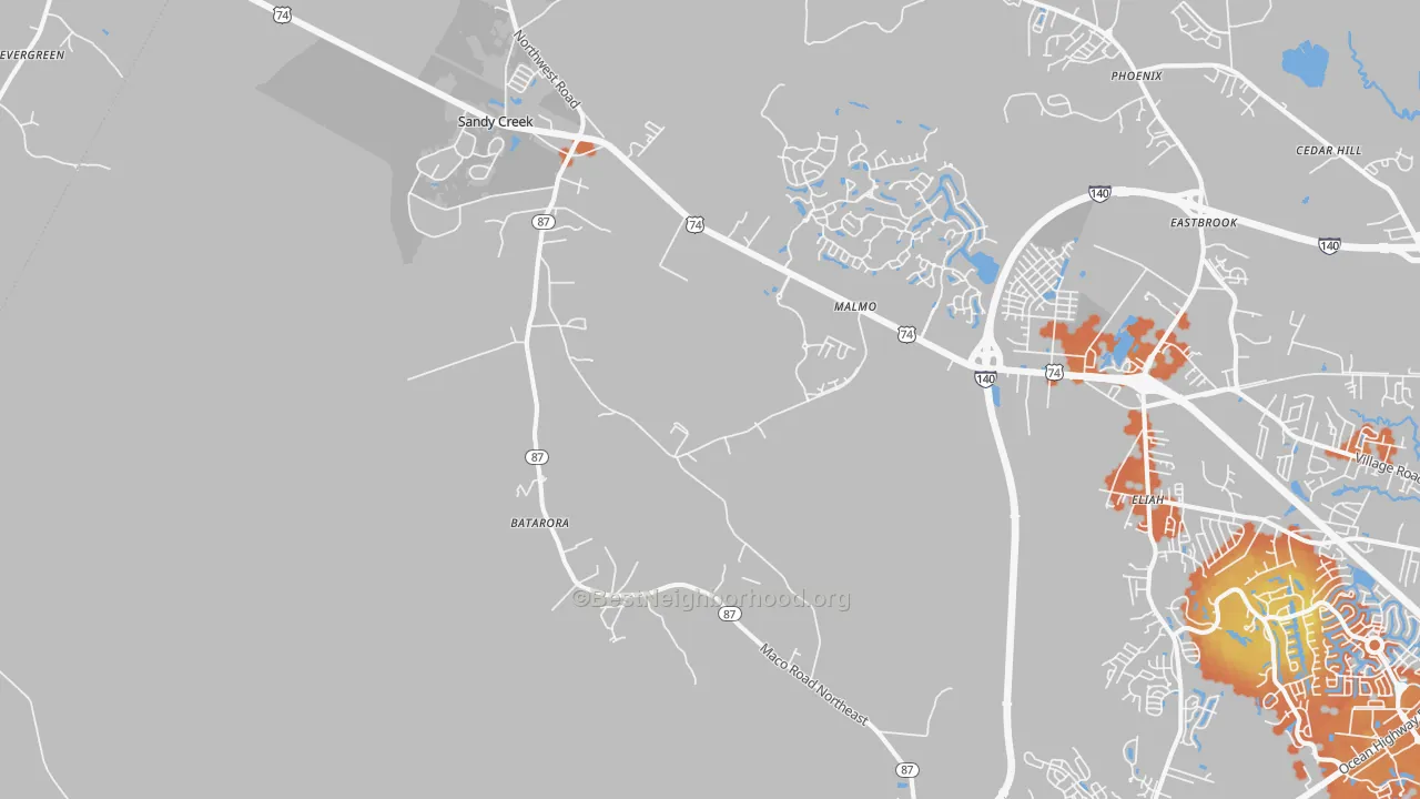 Bike Grade map of Northwest, NC