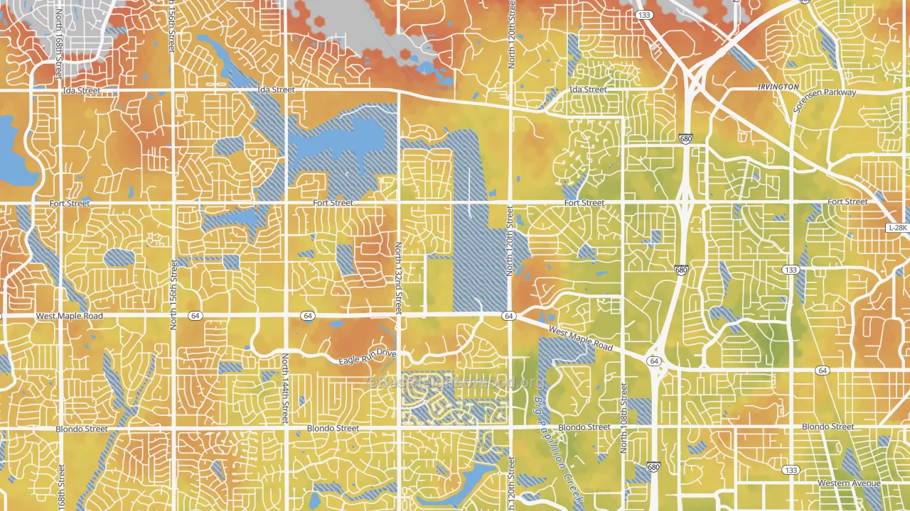Bike Grade map of Northwest Omaha, Omaha, NE