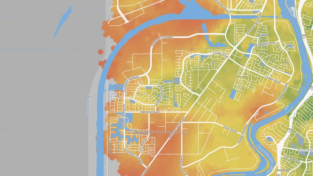 Bike Grade map of Northwest Village, West Sacramento, CA