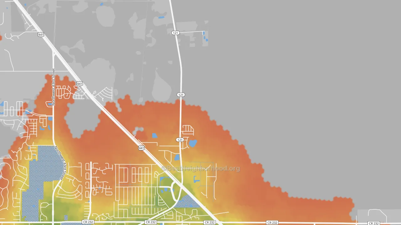 Bike Grade map of Northwood, FL