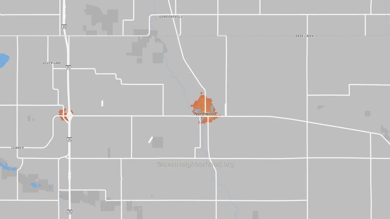 Bike Grade map of Northwood, IA