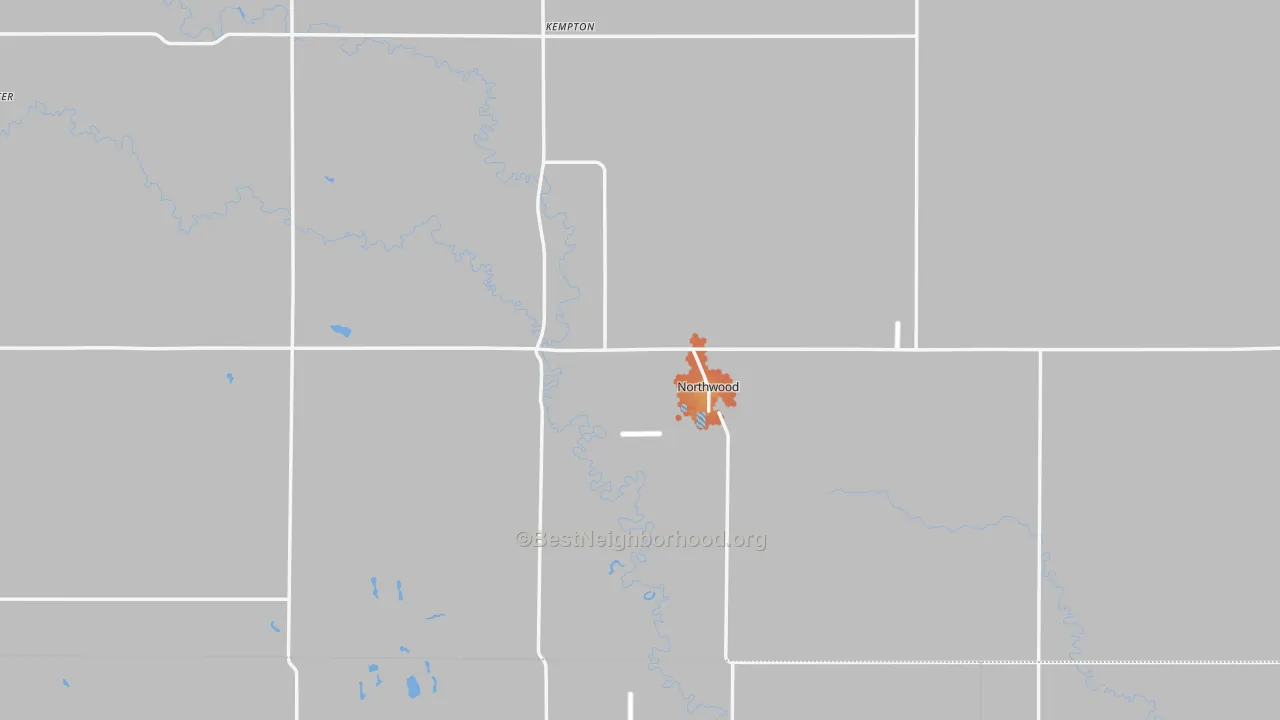 Bike Grade map of Northwood, ND