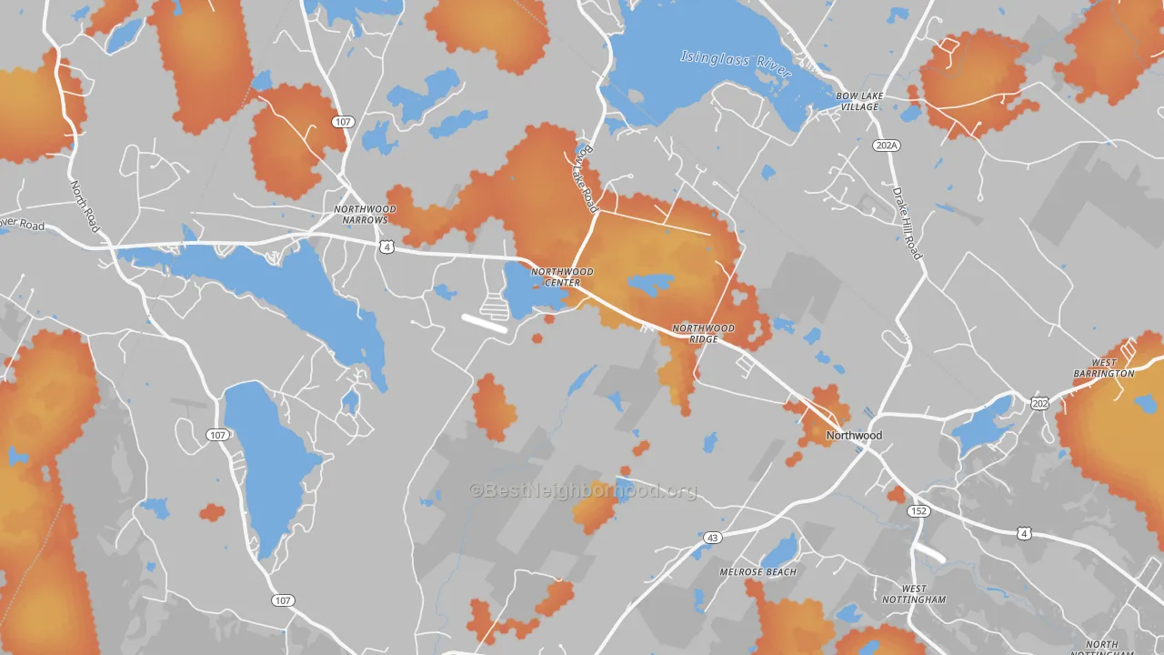 Bike Grade map of Northwood, NH