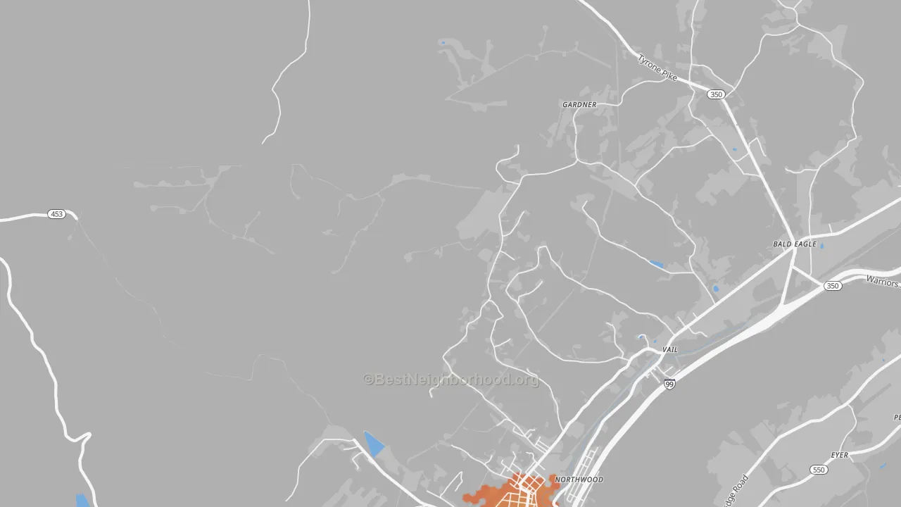 Bike Grade map of Northwood, PA