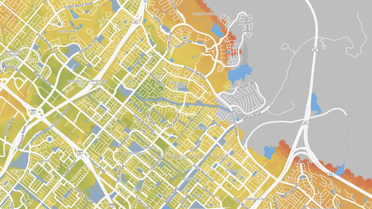 Bike Grade map of Northwood Point, Irvine, CA