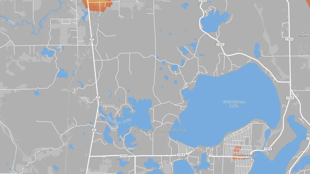 Bike Grade map of Northwoods Beach, WI