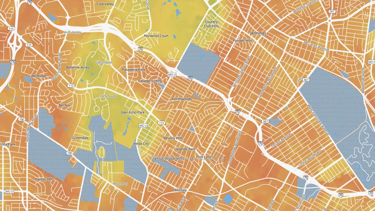 Bike Grade map of Northwoods, MO