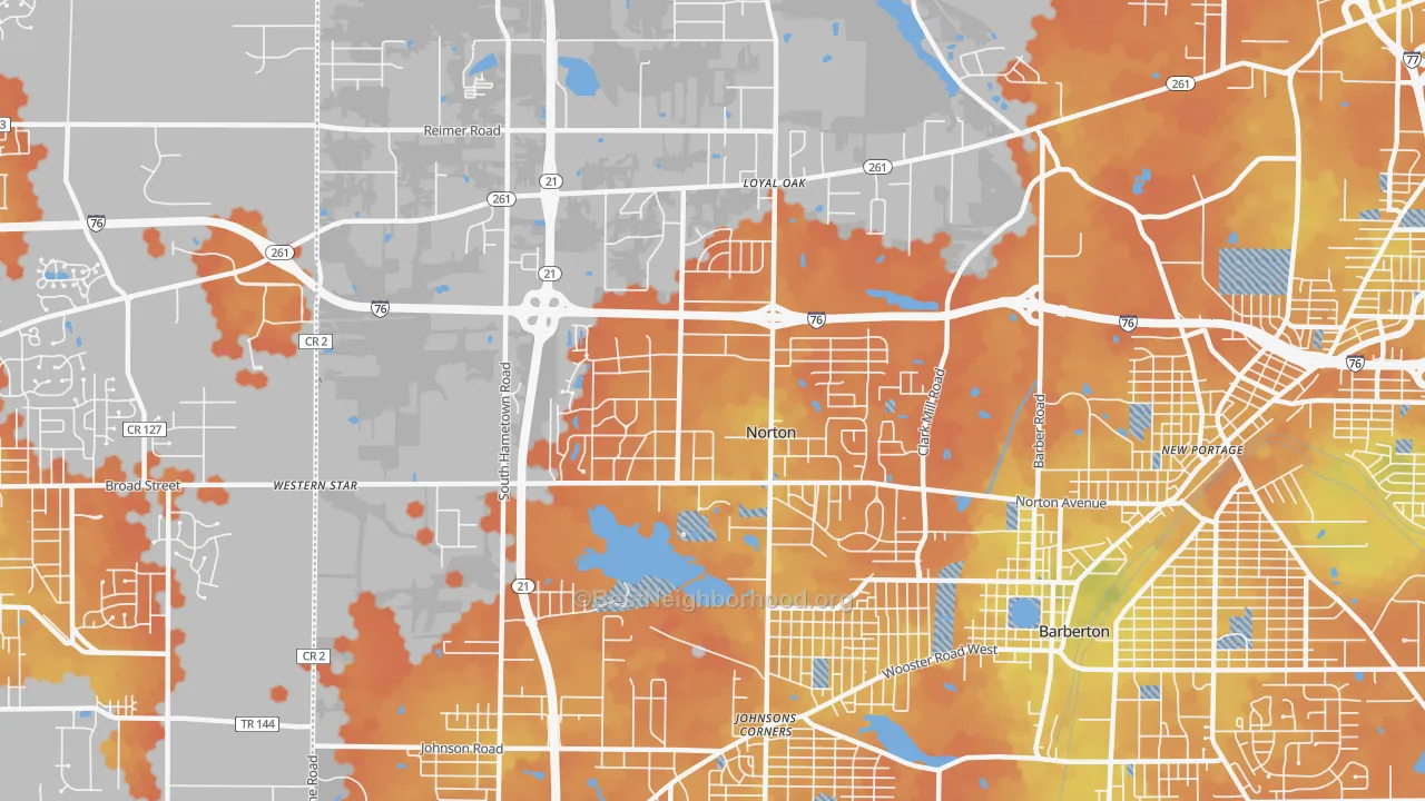 Bike Grade map of Norton, OH
