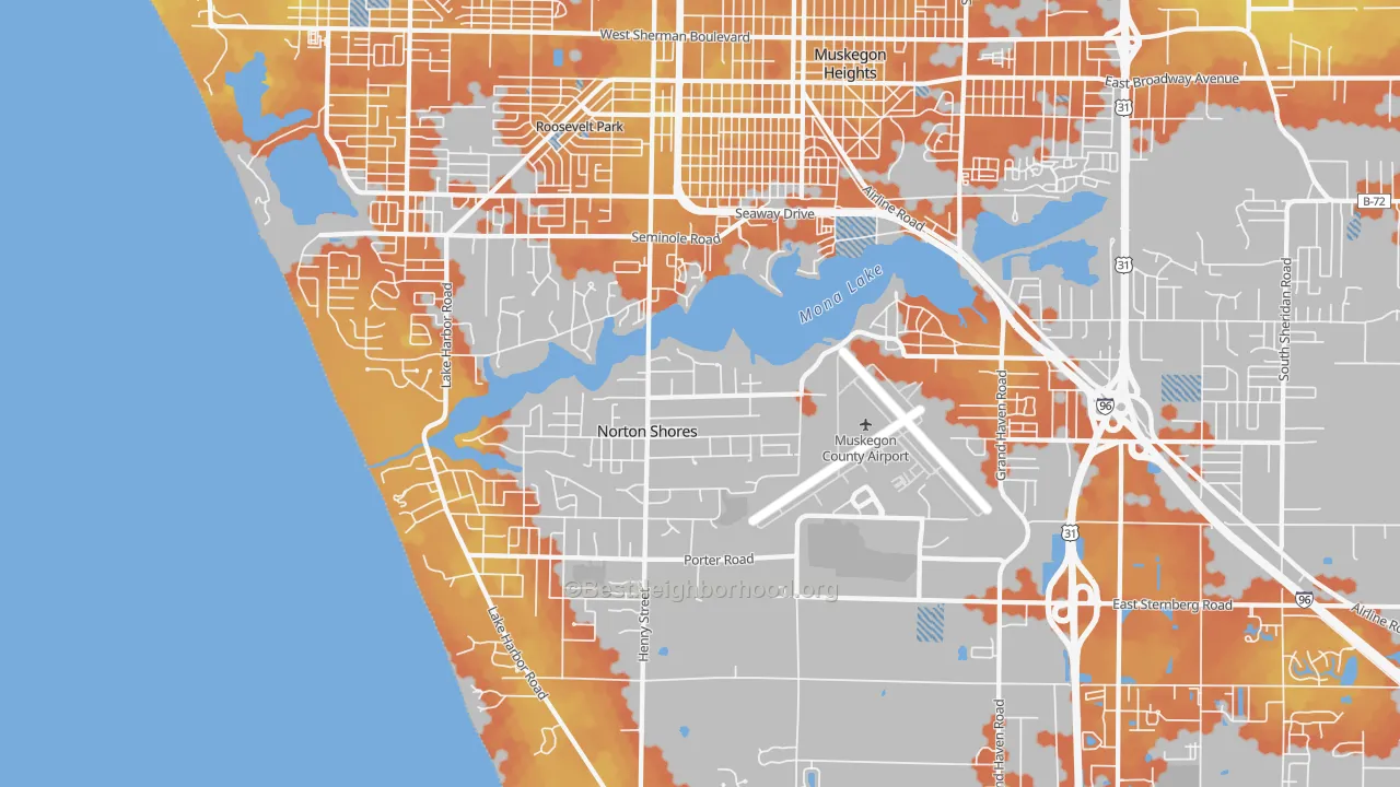 Bike Grade map of Norton Shores, MI