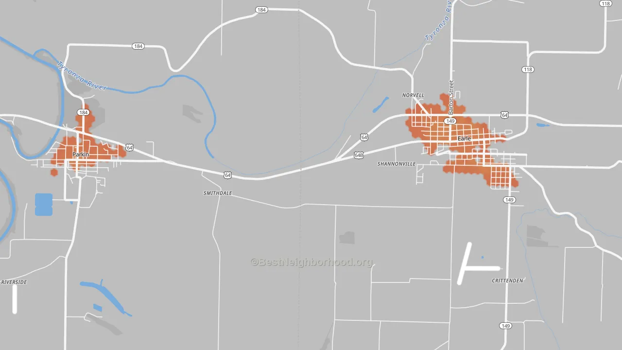 Bike Grade map of Norvell, AR